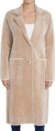 Love Token Janine Long Cardigan In Golden Brown