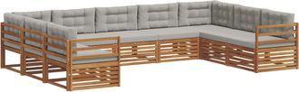 vidaXL Conjunto De Sof&aacute;s De Exterior 9 Uds. Gris Natural Y Claro Vidaxl