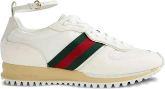 Gucci Ace Stripe Ankle Strap Sneaker - Dames - Sneakers - Wit - 42 EU - Schoenen