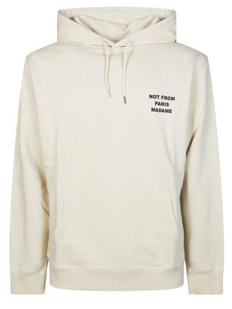 Dr&ocirc;le de Monsieur Relaxed Fit Crewneck Hooded Sweatshirt with Bold Slogan