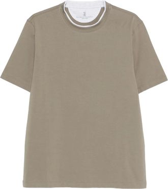 Brunello Cucinelli T-shirt met contrasterende afwerking - Groen