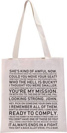 Generic Bucky Barnes Inspired Gift Bucky Barnes Quotes Tote Bag Winter Soldier Fan Handbag (Bucky Barnes tote)