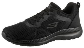 Skechers Sneaker SKECHERS BOUNTIFUL-QUICK PATH, Damen, Gr. 36, schwarz (schwarz uni), Lederimitat, Textil, unifarben, Schuhe Sneaker, Trainingsschuh, Freizeits