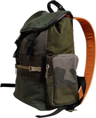 Dolce & Gabbana Military Green Patchwork School Backpack Mens Bag