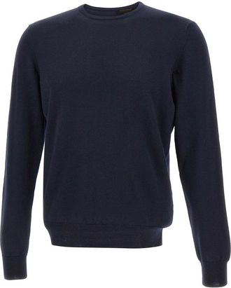 Gran Sasso Extra Merino Wool Crew Neck Sweater - Heren - Ronde hals truien - Blauw - 2XL - Wol - Truien & Vesten