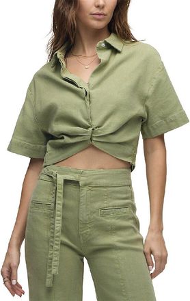 Hudson Hudson Jeans Knotted Button Down Linen-Blend Shirt