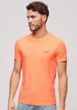Superdry Rundhalsshirt SUPERDRY ESSENTIAL LOGO EMB NEON TEE, Herren, Gr. L, orange (dry fluro orange), Single Jersey, Obermaterial: 100% Baumwolle, unifarben, 