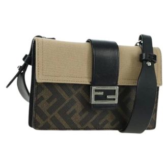 Fendi Pre-owned Cross Body Bags, female, Brown, Size: ONE SIZE Pre-owned Zucca Canvas Shoulder Bag