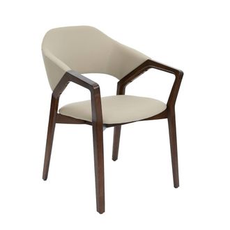 Angel Cerd&aacute; Mink Leatherette Dining Chair with Walnut-Coloured in Beige