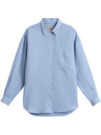 Woolrich linen shirt - women - Linen/Flax - L - Blue