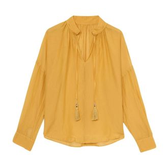 Oltre Dames, Blouses & Shirts, Geel, Maat: S/M Zijde