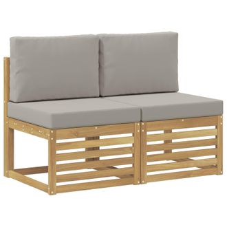 vidaXL 2 Pieza Sof&aacute; Intermedio De Exterior Madera De Acacia S&oacute;lida Vidaxl
