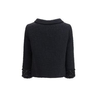 Valentino Womens Black Wool Biker Jacket Clothing