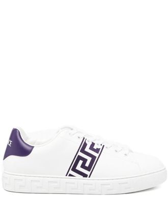 Versace greek key stripe trainers - Bianco