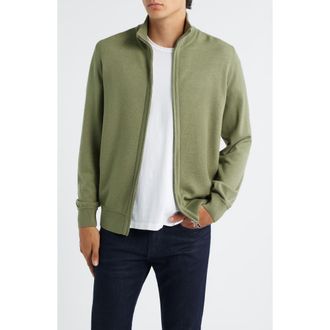 BOSS Illarione Zip Wool Cardigan in Medium Green at Nordstrom, Size Xxx-Large