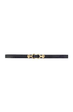 Maje Thin leather belt with lion bit in Black at Nordstrom, Size Medium