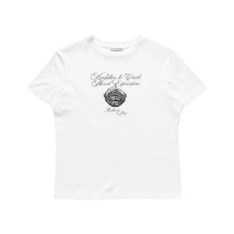 Acne Studios Grafisch jersey T-shirt - Dames - Tops - Wit - Maat: L Jersey