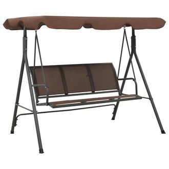 Berkfield Home Garden Swing Bench with Canopy Coffee in Brown