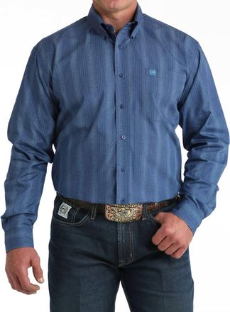 Cinch Classic Fit Long Sleeve Print Button Shirt In Royal Blue