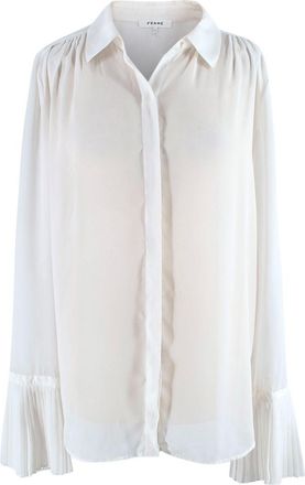 Frame Denim Fluted Sleeve Detailed White Shirt Size L