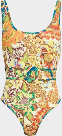 Alemais Charlie Floral Belted One-Piece Swimsuit
