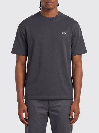 Fred Perry T-shirt girocollo in cotone con logo a contrasto e spalle cadute
