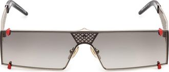 Christian Louboutin 140mm Oversize Shield Sunglasses in Gold /Crystal Black /Zeiss at Nordstrom