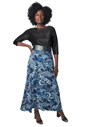 Jessica London Shimmer Tee in Black Shimmer at Nordstrom, Size Medium