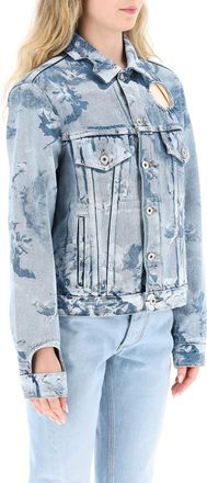 Off-white Womens Printed Denim Jacket - Light Blue Cotton - Size EU 36 (Womens)