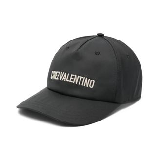 Valentino Garavani Pet met Logo-borduring - Heren - Petten - Zwart - 59 CM - Katoen - Accessoires