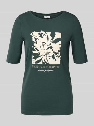 s.Oliver Red Label Regular Fit T-Shirt aus Baumwoll-Mix in Dunkelgruen, Gr&ouml;&szlig;e 42
