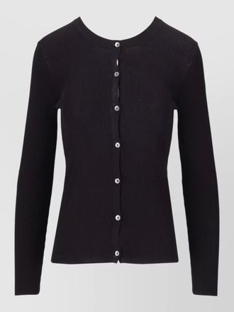 Parosh crew neck ribbed long sleeve top