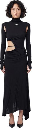 Off-white Black Logo Turtle Neck Midi Dress