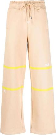 GCDS Bruine Logo Trainingsbroeken Activewear Casual Stijl - Dames - Wijde Broeken - Bruin - XS - Katoen - Broeken