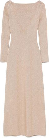 Max Mara Beige Open Rug Wijd Uitlopende Rok Jurk - Dames - Maxi kleedjes - Beige - S - Kleedjes