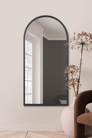 MirrorOutlet Black Framed Arched Leaner/Wall Mirror 55 X 27.5 (140CM X 70CM) | Size: 1 Pack