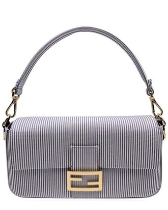 Fendi Fendi Grey Cotton Shoulder Bag Baguette (Authentic Pre-Loved)