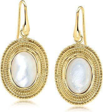 Ross-Simons Italian 14kt Yellow Gold-Plated Drop Earrings With Mother-Of-Pearl