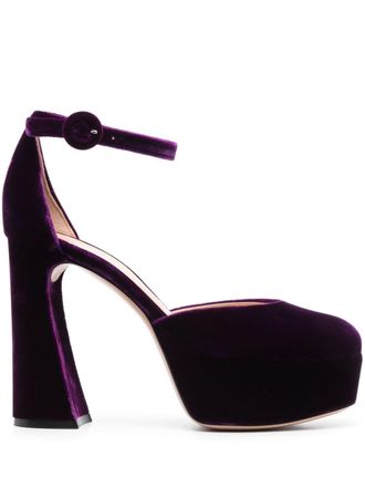 Gianvito Rossi 120mm velvet platform sandals - women - Fabric/Calf Leather/Calf Leather - 38.5 - Purple
