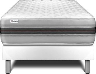 VITALIT Somier blanco + colch&oacute;n con espuma viscoel&aacute;stica 120 x 190
