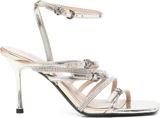 Pinko Gelamineerde Nappa Sandaal Lisa 01 - Dames - Sandalen met hakken - Grijs - 36 EU - Schoenen