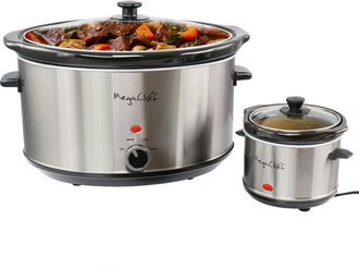 MegaChef 8 Quart Slow Cooker with Bouns Mini 0.6 Quart Warmer