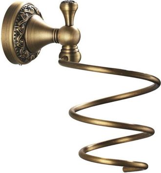 OEM Soporte Para Secador De Pelo - Lat&oacute;n Macizo - Acabado Bronce Antiguo - Montaje En Pared - Di&aacute;metro 16 Cm - 1 Unidad