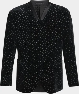 Giorgio Armani Men & apos;s Stamped Silk-Blend Velvet Blazer