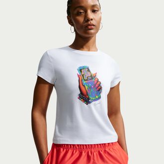 Nike Womens Nike Sportswear Chill Knit Slim Cropped T-Shirt in White | IR4752-100