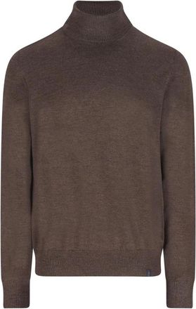 Fay Bruine Coltrui Wollen Trui - Heren - Coltruien - Bruin - L - Wol - Truien & Vesten