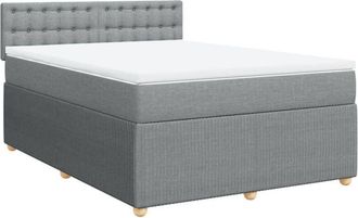vidaXL Vidaxl - Cama Box Spring Con Colch&oacute;n Tela Gris Claro 140x200 Cm