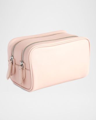 Royce Leather Monogrammed Double Zip Leather Toiletry Bag, Personalized