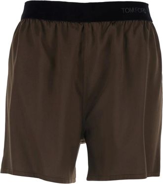 Tom Ford Korte Broeken, Dames, Bruin, S, Silk Pajama Shorts