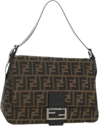 Fendi Pre-owned Vintage Zucca Canvas Shoulder Bag - Dames - Vintage Schoudertas - Bruin - ONE Size - Leer - Vintage